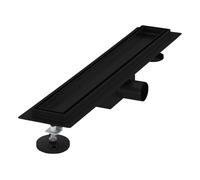 Caniveau de douche en acier inoxydable carrelé 50 cm et siphon set complet noir plat LuxeBath