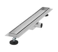 Caniveau de douche en acier inoxydable carrelé 60 cm et siphon Set complet argent plat LuxeBath