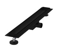 Caniveau de douche en acier inoxydable carrelé 60 cm et siphon set complet noir plat LuxeBath