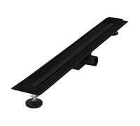 Caniveau de douche en acier inoxydable carrelé 80 cm et siphon set complet noir plat LuxeBath