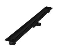 Caniveau de douche en acier inoxydable carrelé 90 cm et siphon set complet noir plat LuxeBath