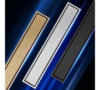 Caniveau de Douche linéaire avec Grille d'insertion pour carrelage, Siphon de Sol rectangulaire en Acier Inoxydable brossé 304 Professionnel (doré 60 cm/23,6 Pouces)