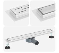 Caniveau de douche réglable - vidaXL - 60 cm - Argenté - Acier inox 304 - Grille réversible 2-en-1