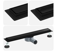 Caniveau de douche réglable - vidaXL - 60x11 cm - Noir - Acier inox 304 - Siphon à 360° - Grille réversible