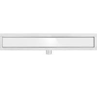 Caniveau de douche, siphon de sol 80 cm en verre blanc