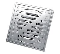 Caniveau de Douche Siphon de Sol Bonde de Douche Carré en Acier Inoxydable 150x150mm Evacuateur d'eau Jardin Salle de Bain Cuisine