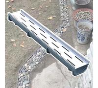 Caniveau de drainage en acier inoxydable avec système de caniveaux robustes, kit de caniveaux français pour pavés, terrasse/jardin, remplissage possible avec galets, 100 x 21 x 10 cm