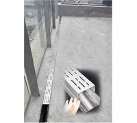 Caniveau de drainage étroit en acier inoxydable - Grille amovible de 1 m/2 m for terrasse, garage et jardin(LxWxH200x7x3cm 2pcs)