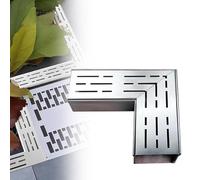 Caniveau de drainage, grille de drainage en acier inoxydable 304, tranchée de 25 x 25 cm avec bouchons pour piscine, jardin, cour, sous-sol