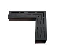 Caniveau de drainage, grille de drainage en acier inoxydable 304, tranchée de 25 x 25 cm avec bouchons pour piscine, jardin, cour, sous-sol