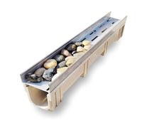 Caniveau de Drainage Grille extérieure avec Couvercle de gouttière en Galets d'acier Inoxydable, système de tranchée à Profil Profond pour aménagement paysager, Patio Commercial, ne Contient
