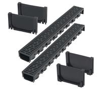 Caniveau de drainage - vidaXL - Plastique - 2 pcs - 2 m - Noir