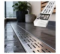 Caniveau d'évacuation rectangulaire en acier inoxydable - 150 x 3,5 cm - Grille étroite pour drainage extérieur et intérieur dans les jardins, terrasses, salles de bains et fossés - Solution de