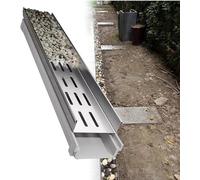 caniveau Drainage Caniveau De Drainage en Résine en Forme De U avec Grille De Remplissage en Galets, Kit De Drainage Intérieur/extérieur, Caniveau(100 X 20 X 35cm)