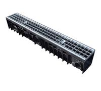 Caniveau en polypropylène avec grille acier - 100x110 mm - 155x155 mm - Classe B125 - Résistant à la corrosion