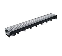 Caniveau Extérieur 1m avec Grille en Acier galva Classe A15 MEAPARK - Caniveaux pour Terrasse, Piscine, Jardin - Largeur utile 10cm - Passage piéton