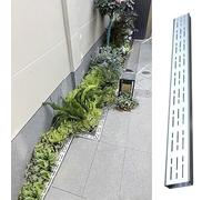 Caniveau Exterieur Caniveau Côté Maison avec Grille en Acier Inoxydable, Crépine de Gouttière de Grille de Tranchée de Drainage, Drain de Tranchée Linéaire pour Cour/ Patio(W-10cm(4") x H-3cm(1 1/8"))