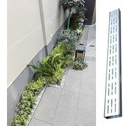 Caniveau Exterieur Caniveau Côté Maison avec Grille en Acier Inoxydable, Crépine de Gouttière de Grille de Tranchée de Drainage, Drain de Tranchée Linéaire pour Cour/ Patio(W-5cm(2") x H-3cm(1 1/8"))