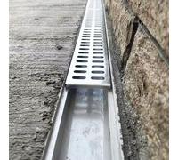 Caniveau Exterieur Caniveau De Drainage En Résine Avec Grille En Acier Inoxydable, Caniveau De Drainage Extérieur Pour Clôture, Jardin, Trottoir, Allée, Cache-gouttière À Double Rangée De Trous(60x10x