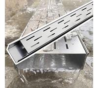 Caniveau Exterieur Caniveau de Drainage Français, Drain De Caniveau en Acier Inoxydable À Découper Kit De Drainage pour Tranchées Étroites Intérieur-extérieur(3.5x3cm/1.4x1.2in)