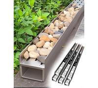 Caniveau Exterieur Caniveau Exterieur pour la Cour, Pavé Métallique Pierres de Pluie Galets Kit de Drainage Caniveau Extérieur avec Grille Inox Système de Drainage, Caniveau de Douche Grille Caillebot