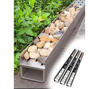 Caniveau Exterieur Caniveau Exterieur pour la Cour, Pavé Métallique Pierres de Pluie Galets Kit de Drainage Caniveau Extérieur avec Grille Inox Système de Drainage, Caniveau de Douche Grille Caillebot