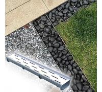 Caniveau Exterieur Caniveaux de Drainage pour Les Allées de Cour, 10x10/15x15/20x20 Cm Kit de Drain Français/Couvercle de Grille de Drainage pour Le Remplissage de Cailloux, Auge de Fossé Extérieure(