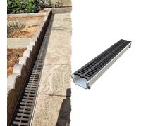 Caniveau Exterieur Caniveaux Et Grilles de Drainage pour Jardin, Gouttière à Fentes en Plastique, Crémaillères et Grilles Drainage pour Tranchées, Allées Pelouses(100x26x12.5 cm (39.4x10.2x4.9 in))