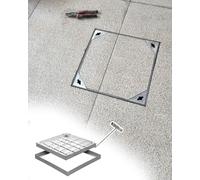Caniveau Exterieur Couvercle et Cadre D'égout Encastrés Invisibles, Couvercle de Regard Carré en Acier Inoxydable pour Béton, Ciment, Carrelage, Sable, Caniveau(130x130x5cm/51.2x51.2x2inch)