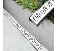 Caniveau Exterieur Couvercles de drains extérieurs décoratifs 4 x 2 po, grilles et grilles, kit de tranchée en Acier Inoxydable 304 pour l'extérieur, système de Drainage linéaire pour Terras