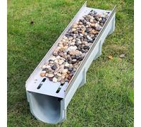 Caniveau Extérieur de Possibilité de Poser des Galets, Drain de Tranchée en Résine avec Grate en Acier Inoxydable, Système de Drainage de Tranchée for Jardins, Terrasses, Garages, Cours