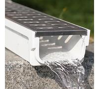 Caniveau Exterieur Drain de Tranchée Étroit en Forme de U Avec Grille Métallique, 4 6 10 15 Cm de Hauteur Caniveau en Résine, Drainage D'une Allée de Jardin ou D'une Terrasse, Caniveau D'orage(60x10x4