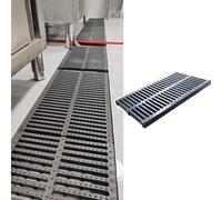 Caniveau Exterieur Grille de Drain de Tranchée en Plastique avec Surface Antidérapante, Grille de Plaque de Couverture d’Égout pour Cuisine/Jardin, Drain de Sol(50x15x2cm(19 3/4"x 5 7/8"x3/4"))