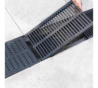 Caniveau Exterieur Grille de Drainage de Caniveau à Forte Capacité de Charge, Plaque de Recouvrement Antidérapante pour Drain Français, Grille de Drainage de Tranchée(Style B,25X2cm (9.8x0.8"))