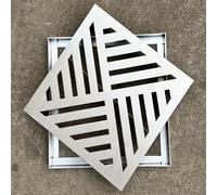 Caniveau Exterieur Grille de Drainage de Sol Carrée, Couvercle de Siphon en Acier Inoxydable 304, Grille et Cadre de Drainage Rapide pour Extérieur, Allée, Cour, Trottoir(32x32x2cm(12.6x12.6x0.8in))