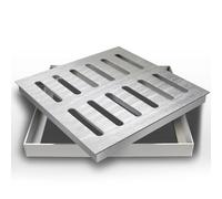 Caniveau Exterieur Grille de Drainage pour Pavés Extérieurs, Grille de Drainage Carrée pour Cour, Couvercle de Drain en Acier Inoxydable 304 avec Base, Couvercles de Crépine de Drain pour Égouts(25x25