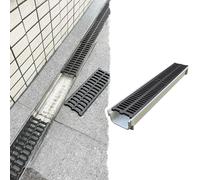 Caniveau Exterieur Kit de Crépines pour Drain Français/Grille de Déviation pour Gouttière Pluviale, Caniveaux Et Grilles de Drainage pour Balcon Et Jardin(100x31x35 cm (39.4x12.2x13.8 in))