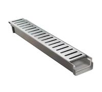 Caniveau Exterieur Système de Drainage de Tranchée Linéaire, Caniveau avec Grille en Acier Inoxydable, Tranchée de Drainage en Résine, Crépines D'eau de Pluie pour Garage de Jardin(W10cm(4")xH6cm(2 3/