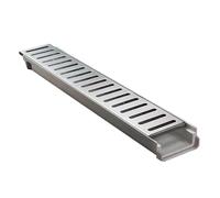 Caniveau Exterieur Système de Drainage de Tranchée Linéaire, Caniveau avec Grille en Acier Inoxydable, Tranchée de Drainage en Résine, Crépines D'eau de Pluie pour Garage de Jardin(W10cm(4")xH4cm(1 5/