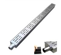 Caniveau Exterieur Tranchée de Drainage pour Gouttière Extérieure Mince avec Embouts/Sortie, Kit de Drainage pour Canal de Drainage Étroit de 1,4/2 /4 Po avec Grille, Auge de Tranchée D'égout de Puit