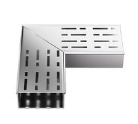 Caniveau mince en acier inoxydable - Kit de caniveaux et grilles d'évacuation des eaux pour jardins, allées, parkings, salles de bains, patios et terrasses (25 x 15 x 5 cm) - Solution de dér