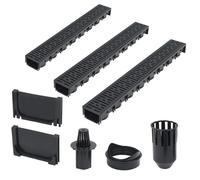 Caniveaux de drainage - vidaXL - Plastique - 3 pcs - 3 m - Noir