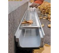 Caniveaux et grilles de drainage, caniveau extérieur en plastique forme U 10 cm largeur avec acier inoxydable 304, circulation for allées parkings béton(60x10x4cm)