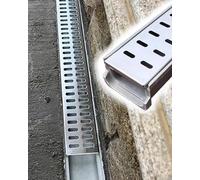 Caniveaux et grilles de drainage, jardin, système couverture gouttière 10 cm largeur avec panneau métallique, caniveau sol(60x10x10cm)