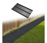 caniveaux extérieurs Couvercle de drain en plastique polymère de 50 cm, couvercle de gouttière de protection d'eau pour extérieur, place, cour, jardin, couloir(LxWxH 50x20x4cm/1.6'x7.9"x1.6")