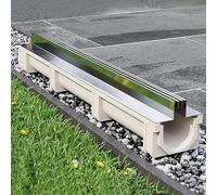 Caniveaux Linéaire en Acier Inoxydable, Caniveau de Drainage en U, Système de Drainage de Tranchée for Salle de Bain, Cuisine, Cour, Jardin, Terrasse, Parking et Trottoir