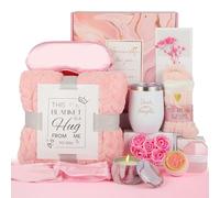 CANIYA Cadeaux d'anniversaire « Get Well Soon » pour femme, cadeau relaxant rose spa avec couverture en flanelle, 11 pièces cadeaux de spa pour femme, cadeaux de fête des mères pour maman, elle, amie