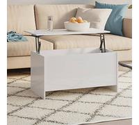 CANLAY Table Basse, Table Basse Salon Table d'Appoint Table de Centre Table de Canapé Table Basse Blanc Brillant 102x55,5x52,5 cm Bois d'ingénierie