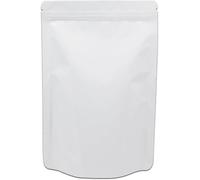 CANLENPK 50 Sachets Alimentaires Réutilisables en Mylar 240μm-Sacs Étanches Anti-Humidité/Opaques/Barrière à l'Air,Design Tenue Debout,Zip Fermeture Réutilisable,Thermoscellable (10x15cm,Blanc Mat)