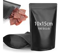 CANLENPK Lot de 100 sacs en aluminium Mylar noir 10 x 15 cm avec fermeture éclair pour stockage des aliments, sacs en aluminium refermables à la chaleur